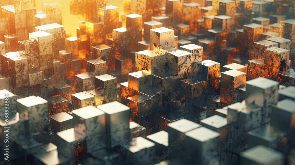 Poster Abstract background with structure of cubes. Colorful cubes texture for technology backdrop.