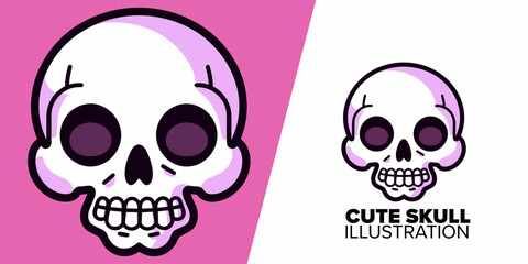 Playful Skeleton Cartoon: Halloween Vector Icon with Cute Skull Head