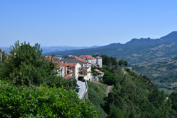 Fototapeta na wymiar Panoramic view of Agnone, an old village in the mountains of the province of Isernia, Italy.