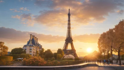 Abwaschbare Fototapete Eiffelturm eiffel tower at sunset