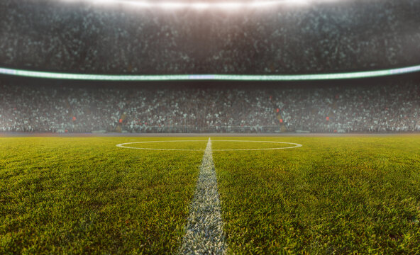 textured soccer game field - center, midfield