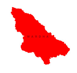 Wardha the Dist of Maharashtra Red vector map.