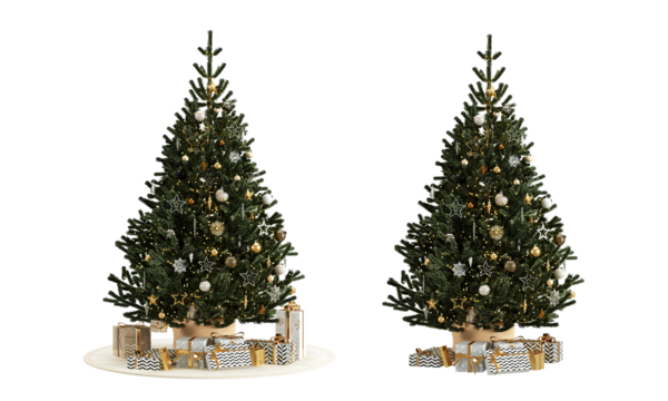 Christmas tree with gifts on white background