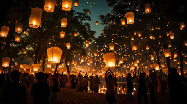 Yi Peng festival lantern festival Chiang Mai, Thailand