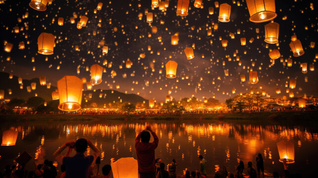Yi Peng festival lantern festival Chiang Mai, Thailand