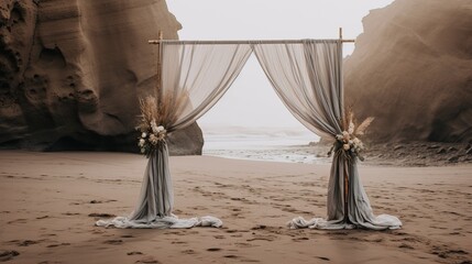 wedding beach backdrop aesthetic flower tropical plants boho curtain decoration background