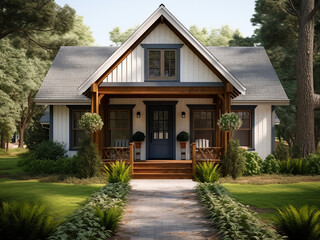 Fototapeta na wymiar Charming classic cottage, well-designed house. AI generative.