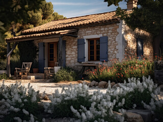Fototapeta na wymiar Charming Provence cottage, well-designed house. AI generative.