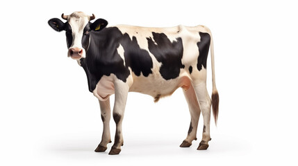 Black and white cow isolated on white