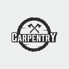 ax and wood carpentry logo vintage vector illustration template icon graphic design