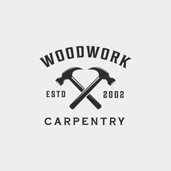 hammer carpentry logo vintage vector illustration template icon graphic design