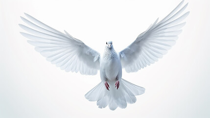White dove flying isolated on white