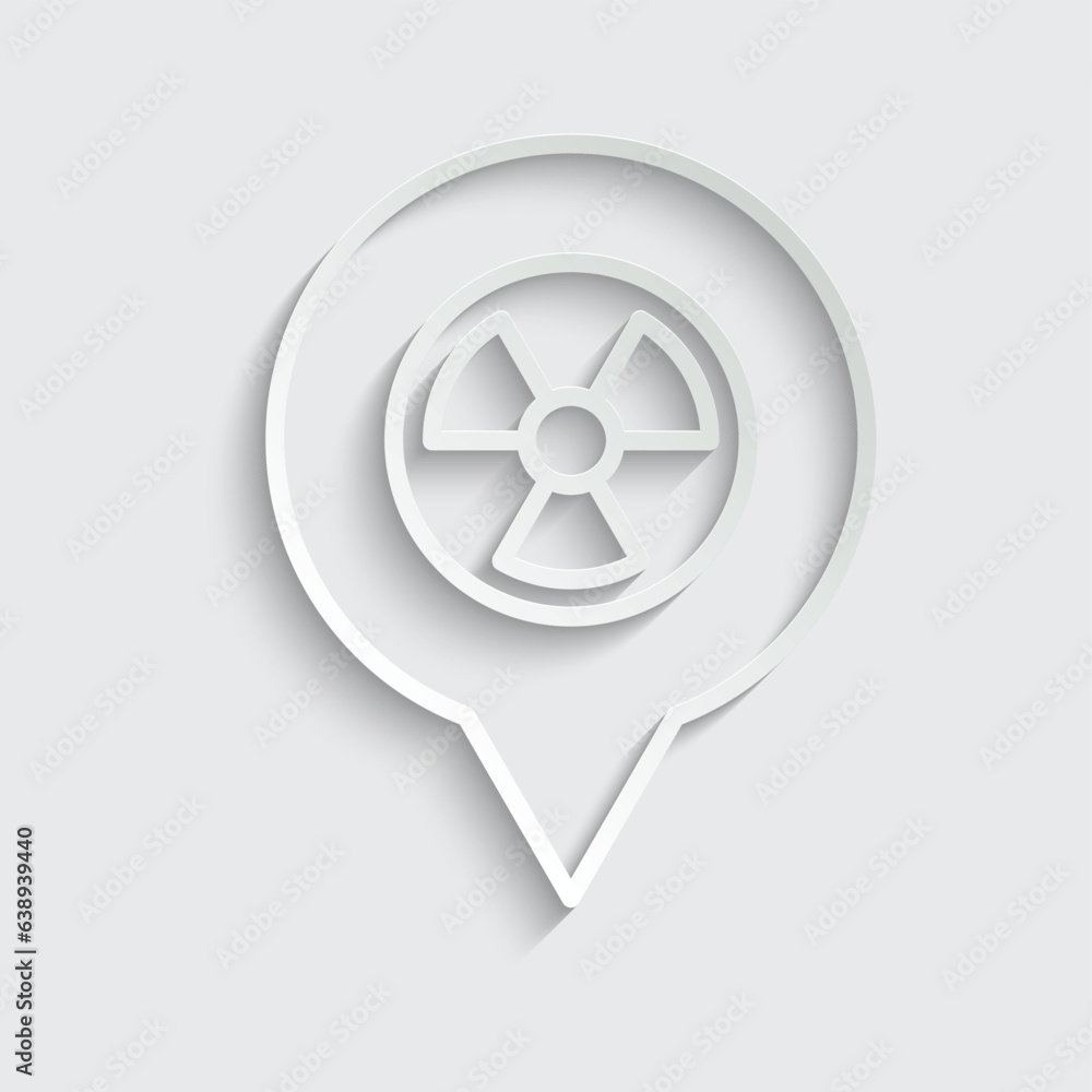 Poster paper dangerous icon vector radiation sign with map pointer