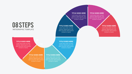 Process Workflow Diagram, Roadmap Infographic Template with 8 Steps