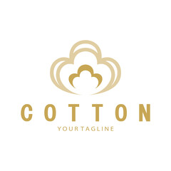 Soft natural organic cotton flower plant logo for cotton plantations, industries,business,textile,clothing and beauty,vector