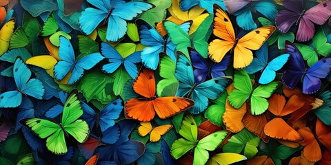 Nature palette. Vibrant butterflies in spring. Symphony of colors. Wings of beauty. Close up of colorful butterfly