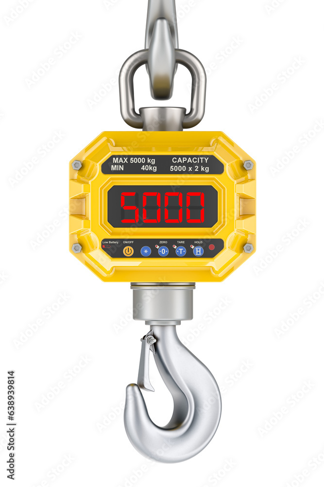 Poster industrial crane scale, front view. 3d rendering isolated on transparent background