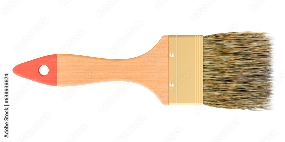 Poster paint brush, top view. 3d rendering isolated on transparent background