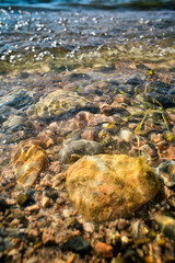 Water and rocks, Glare in the water, close-up