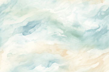 Seamless pattern background with pale blue and beige abstract watercolor clouds texture.