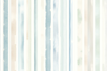 A trendy striped seamless pattern with a vertical watercolor texture. The soft blue and beige palette evokes a coastal and marine ambiance.