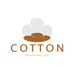Soft natural organic cotton flower plant logo for cotton plantations, industries,business,textile,clothing and beauty,vector