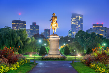 Boston, Massachusetts, USA Skyline at the Public Garden