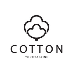 Soft natural organic cotton flower plant logo for cotton plantations, industries,business,textile,clothing and beauty,vector