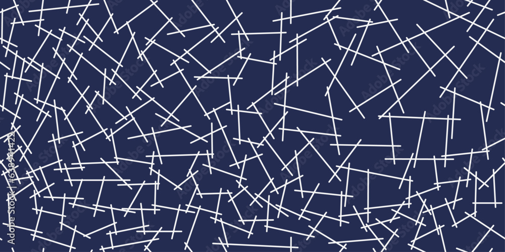 Aufkleber white sticks on a blue background, a repeating pattern of randomly placed sticks. for print, backgro