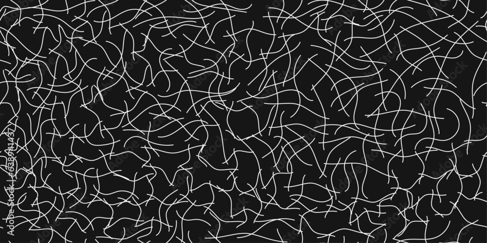 Poster White curved sticks on a black background. A pattern of randomly placed sticks. For print and stylish design.