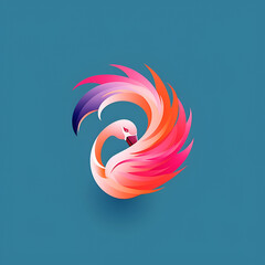 illustration, AI generation. flamingo on a blue background.