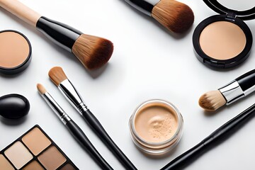 makeup brush and powder  generated by AI