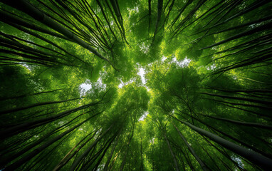 Fototapeta na wymiar Bamboo Forest Canopy Overhead Time of Day Morning