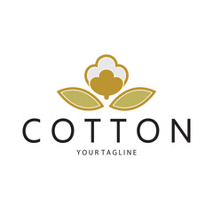 Soft natural organic cotton flower plant logo for cotton plantations, industries,business,textile,clothing and beauty,vector
