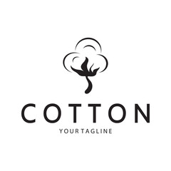Fototapeta premium Soft natural organic cotton flower plant logo for cotton plantations, industries,business,textile,clothing and beauty,vector