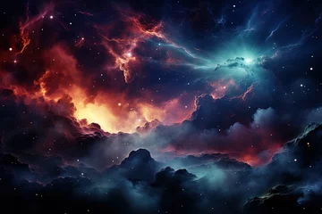 Papier Peint photo Univers Abstract illustration, Colorful space galaxy cloud nebula. Stary night cosmos. Universe science astronomy. Supernova background wallpaper. Contrasting heaven and hell concept art