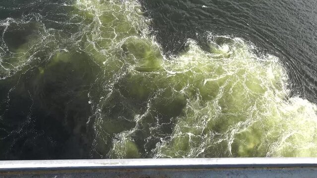 Stockholm, Sweden The wake created on the aft section of a cruise ship traveling in the Baltic Sea 