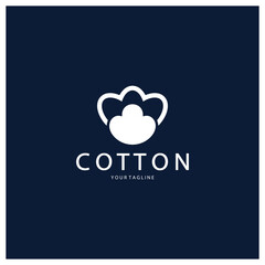 Soft natural organic cotton flower plant logo for cotton plantations, industries,business,textile,clothing and beauty,vector