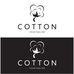 Soft natural organic cotton flower plant logo for cotton plantations, industries,business,textile,clothing and beauty,vector