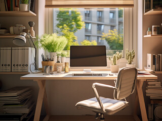 Timeless Provence office offering a cozy ambiance. AI generative.