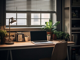 Traditional standard office featuring neutral tones. AI generative.
