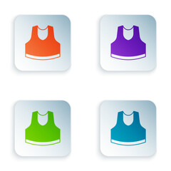 Color Undershirt icon isolated on white background. Set colorful icons in square buttons. Vector