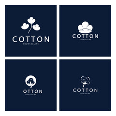 Soft natural organic cotton flower plant logo for cotton plantations, industries,business,textile,clothing and beauty,vector