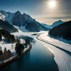 sunrise over the lake generated by AI