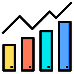 Business chart icon symbol image vector. Illustration of growth diagram data graphic pictogram infographic design image.