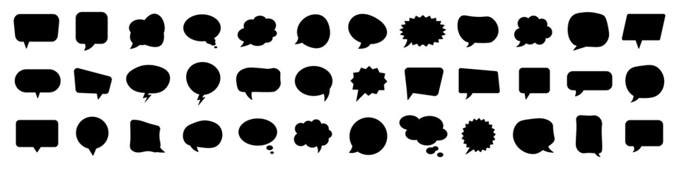 Speech bubble icon set. Silhouette style. Vector illustration.