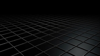 Dark Glossy Tiled Grid Floor with Reflective Surface, Generative AI