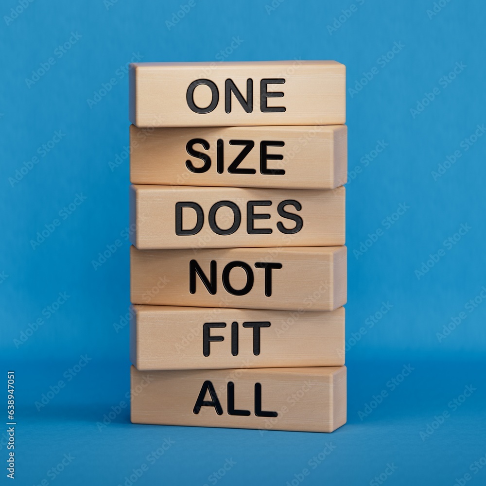 Wall mural one size does not fit all symbol. concept words one size does not fit all on wooden blocks.one size 