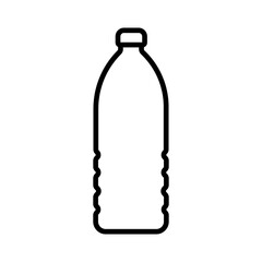Simple plastic water bottle illustration. Black line icon.