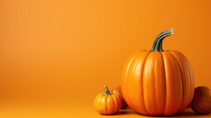 Pumpkins on a orange background, design concept 
